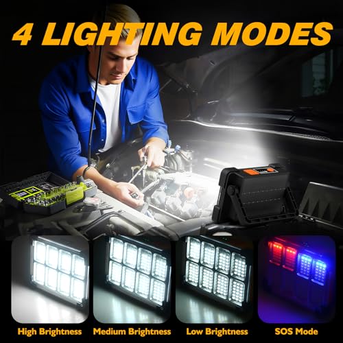 120W Solar Rechargeable 144 LED Work Light (Black)