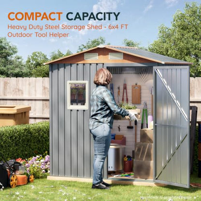 6x4FT Multi Used Shed & Outdoor Storage Shed (Matte gray / 6*4FT(Base Not Included))