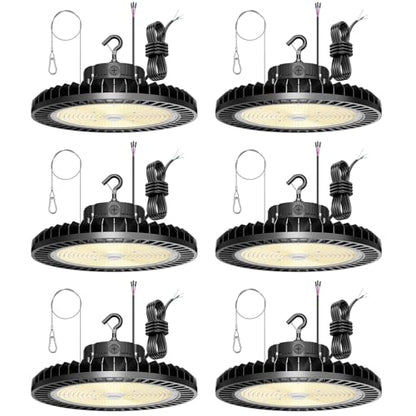6 Pack 500W LED High Bay Light 70000LM ETL Listed Industrial Grade UFO Light Dimmable IP65 Waterproof 5000K Commercial Bay Lighting for Warehouse Garage Factory 110V 120V