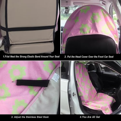 Car Seat Cover Protector Front Seats (1Pcs Front Seat Towel / Flower and Pink)