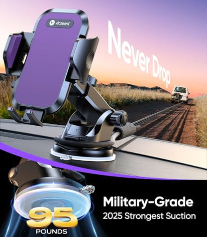 Stable Car Phone Holder [Upgraded Strongest Suction (Purple)