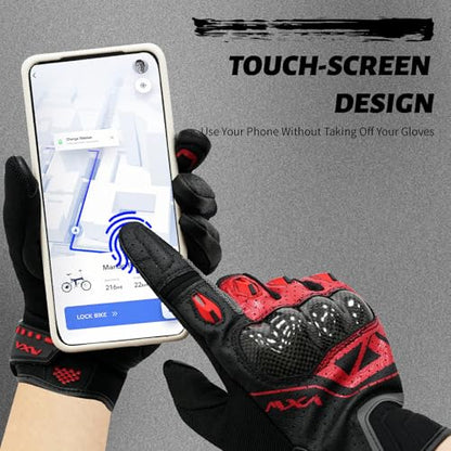 Motorcycle Gloves for Men Women (Black Red / Medium)