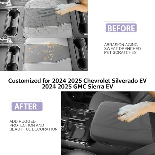 2025 2026 Silverado EV Center Console Cover Compatible with 2024 2025 2026 Silverado EV (2024-2026 Silverado EV/GMC Sierra EV(Thin Black))