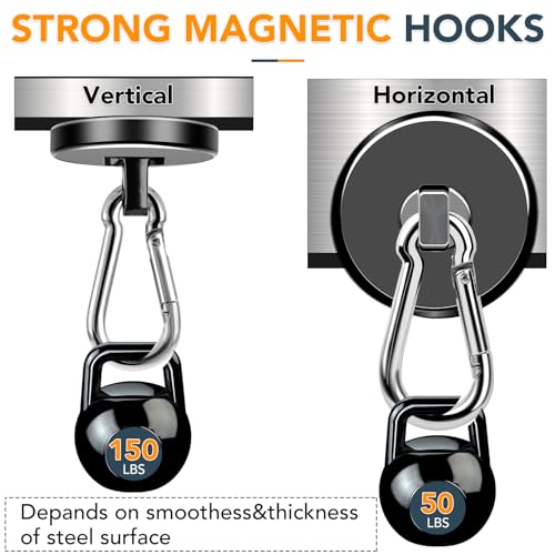 Magnetic Hooks Heavy Duty 150LB Strong Swivel Neodymium Magnets