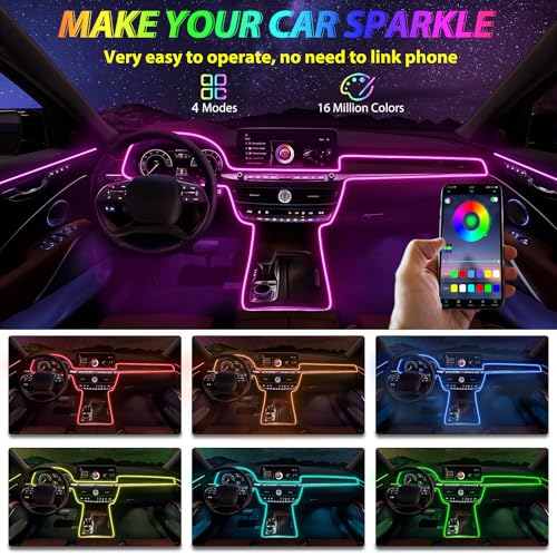 6 in 1 Car Led Strip Lights with App Control (6 in 1)