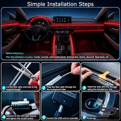 Car Interior LED Lights (5 LED/236 Inches Fiber Optic)