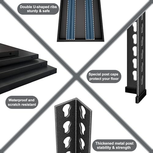 40" W Garage Shelving Heavy Duty (40"W×16"D×72"H / Black)