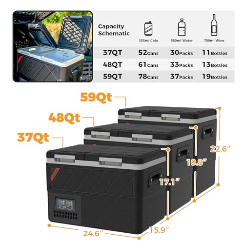 12v Refrigerator with APP Control (Black / 48QT)