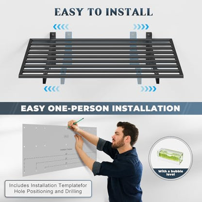 4 Pack Wall Mounted Garage Shelving with 16 Hooks (4 pack-2x3ft)