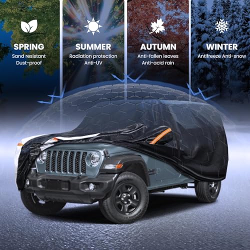 Multi Layer Car Cover Custom Fit for Jeep wrangler 4 Dr (Custom fit Jeep wrangle 4dr / SUV car cover)