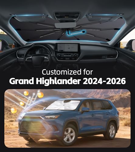 Windshield Sun Shade for Toyota Grand Highlander 2024 (Fit for Toyota Grand Highlander 2024-2026)