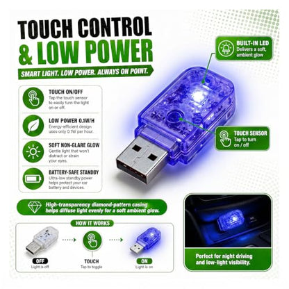 2PCS USB LED Car Night Light Bulb (Blue)