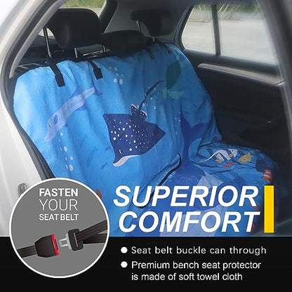 Back Seat Cover for Car Trucks Van SUV Jeep (Rear Bench Seat Towel / Seaworld)