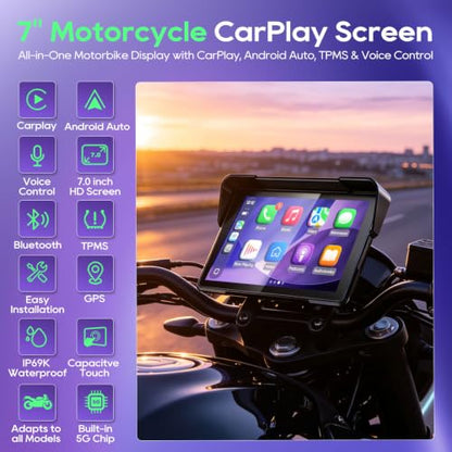 7 Inch Motorcycle CarPlay Display with TPMS (7")