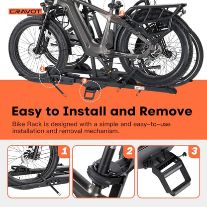 E2 Plus Electric Bike Rack with Ramp 200lbs 5‘’ Tire (E2 Plus 3position foldable Black-200lb Capacity+Ramp)