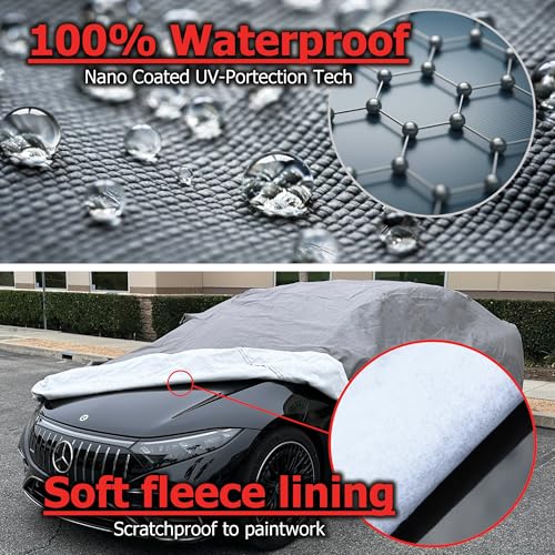 All Weather Waterproof car Cover Good for rain Snow uv Protection dust mid (SEA - (See Size Chart) / GRAY)