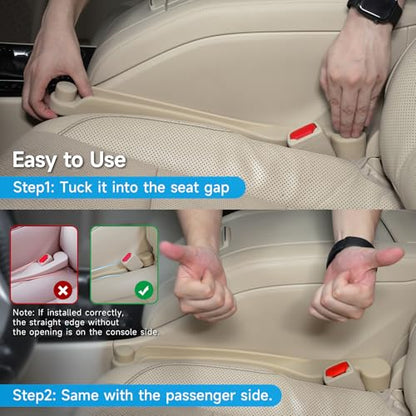 Car Seat Gap Filler Organizer 2Pack Soft Foam 3IN1 Multifunctional (Beige / Narrow)