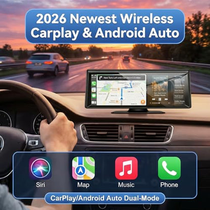 8.1" Wireless CarPlay Screen with 2K Dash Cam & 1080P Backup Camera (8.1 Inch CarPlay)
