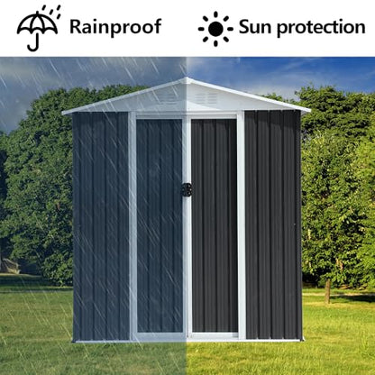 6x9 FT Outdoor Storage Shed (6x9 FT / Gray)