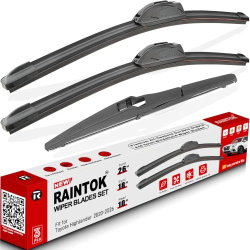 3 Pack Windshield Wiper Blades Replacement for Toyota Highlander 2020 (26"/18"/10")