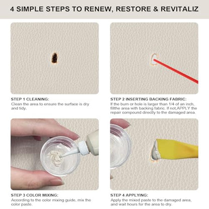 Cream Leather Repair Kit for Furniture (Cream)