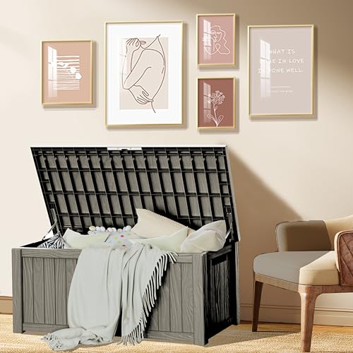 150 Gallon Outdoor Storage Box for Patio Furniture (150 gallon / Grey)