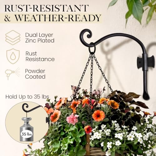 Plant Hangers Outdoor or Indoor Heavy Duty Wall Bracket Hooks (12 Inch / Axe Hooks)