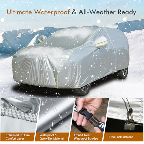 SUV Car Cover Waterproof All Weather (Silver / YXXL+：for SUV(Lenght 216"-230"))
