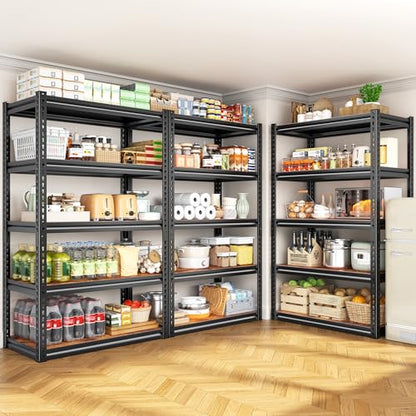 Storage Shelves Whith Thickened MDF Wood for House Pantry Organizer (R2-33.9"Wx15.4"Dx65.8"H,Black)