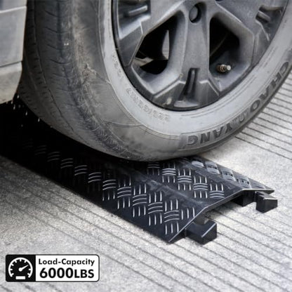 2 Pack 40" Rubber Floor Cable Cover (Black / Wide Width)