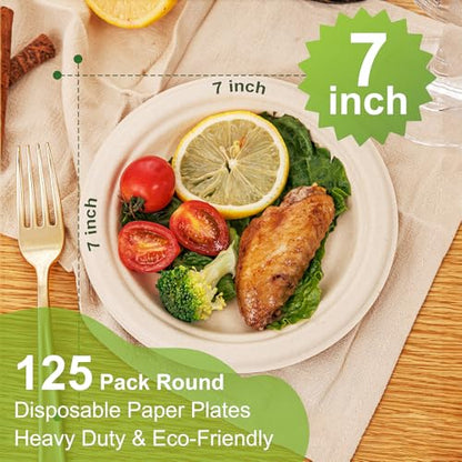 7 Inch Paper Plates 125 (Natural / 7Inch（125 PCS）)