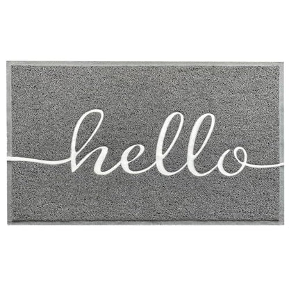 Door Mat Outside Inside Hello Doormat (2'6" x 1'6" / Grey Hello)