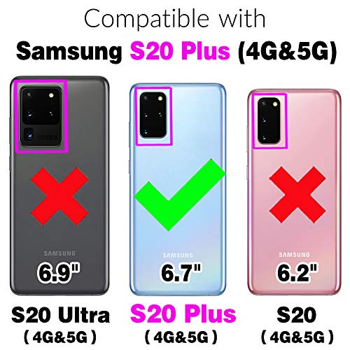 Compatible with Samsung Galaxy S20 Plus S20+ 5G Wallet Case Screen Protector Crossbody Shoulder Strap Ring Buckle Stand Card Holder Magnetic Car Mount Phone Cover for S20+5G S20plus Women Men Pink (Rose Gold / for S20 Plus)