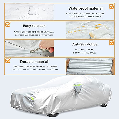 Waterproof Car Cover All Weather Snowproof UV Protection Windproof (Fit Sedan 208''x78''x60''inch)