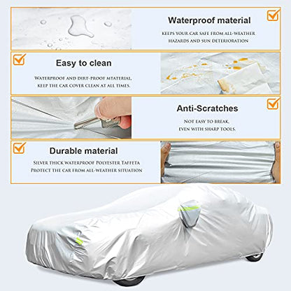 Waterproof Car Cover All Weather Snowproof UV Protection Windproof (Fit Sedan 208''x78''x60''inch)