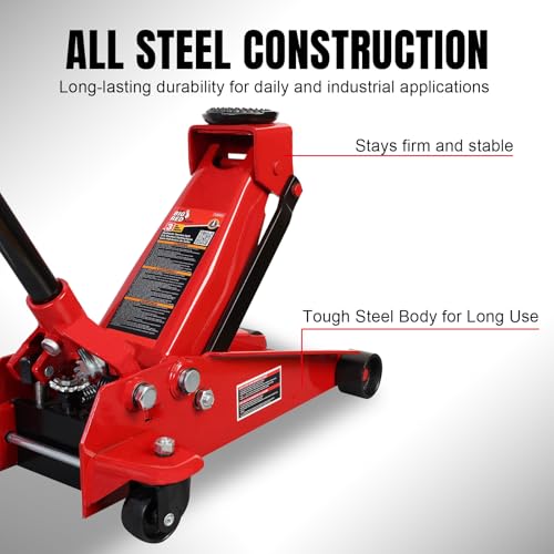 Heavy Duty Hydraulic Car Floor Jack with Quick Lift Pump for All Terrain Vehicles (Red / Single Pump / 3 Ton)