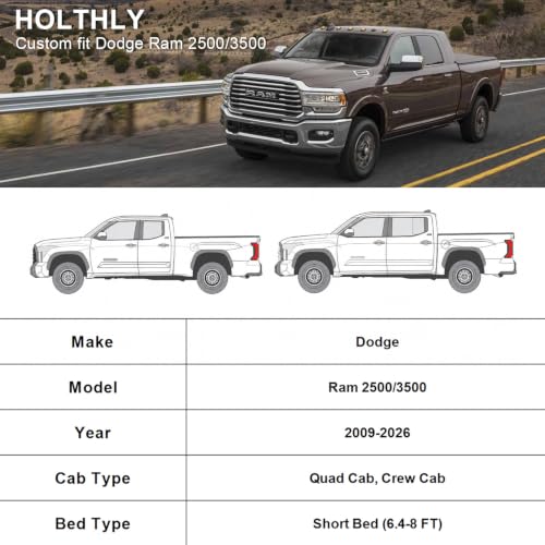 10 Layers Truck Cover Waterproof All Weather Custom Fit Dodge Ram 2500 3500 (Black Gray / Custom Fit for Dodge Ram 2500/3500)