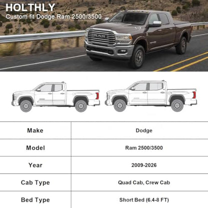 10 Layers Truck Cover Waterproof All Weather Custom Fit Dodge Ram 2500 3500 (Black Gray / Custom Fit for Dodge Ram 2500/3500)