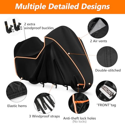 Motorcycle Cover for Harley Davidson Ultra Limited withTrunk Models (Black / for Ultra Limited)