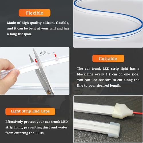 LED Lights for Car Trunk (4M/158in-Dynamic Flowing / White)