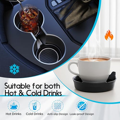 4 Pack Car Cup Holder Coaster Bling Crystal Rhinestone Car Interior (Black / 4 Pack)