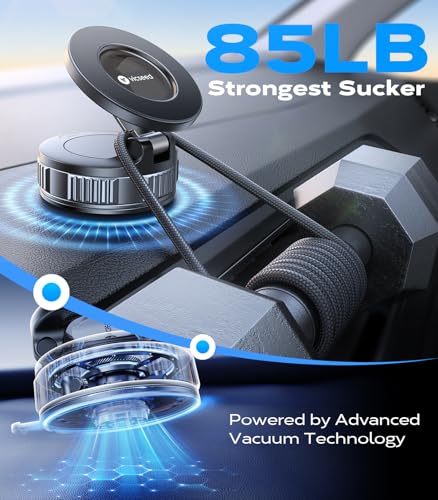Upgraded Car Phone Holder for Magsafe Car Mount [Strongest Suction] (Translucent Black)