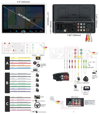 Single Din Car Stereo Wireless Apple Carplay Android Auto Radio (10.1")