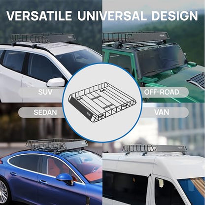 46"x 36"x 6" Universal Rooftop Cargo Carrier Basket (46"x36"x6"(w/4Straps))