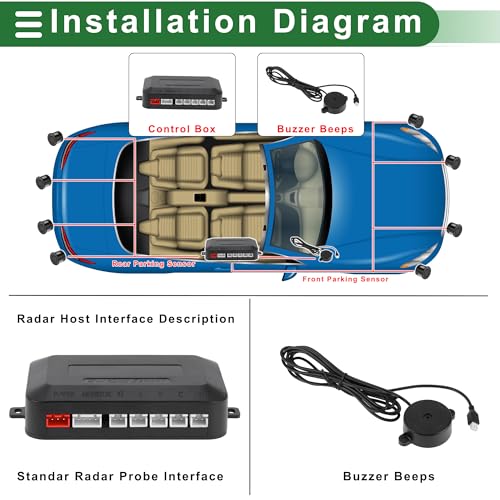 Universal Car Reverse Backup Radar System Parking Sensors Black (White)