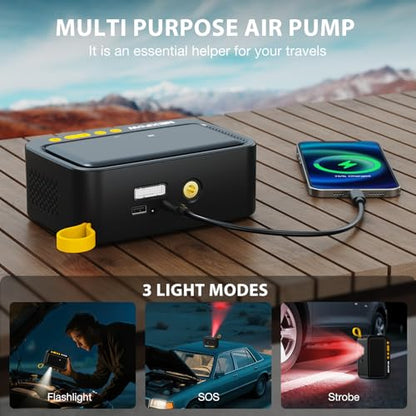 Tire Inflator Portable Air Compressor (Cordless 150 PSI / Yellow)