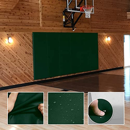 2 Pack Sport Wall Pads 2” Thick Foam Protection Padding Gym Basketball (60" x 20" x 2" / 2 PACK / DARK GREEN)