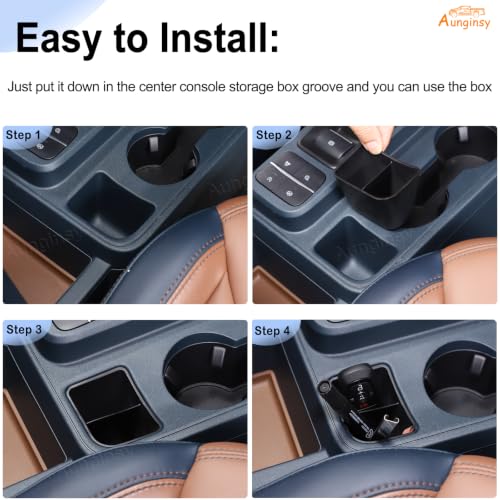 Car Cup Holder Rear Storage Box Compartment Insert for Ford Maverick 2022+ (Black-B)