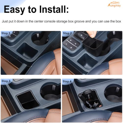 Car Cup Holder Rear Storage Box Compartment Insert for Ford Maverick 2022+ (Black-B)