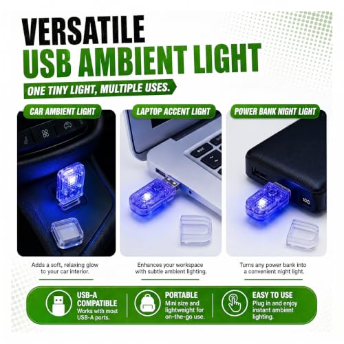 2PCS USB LED Car Night Light Bulb (Blue)